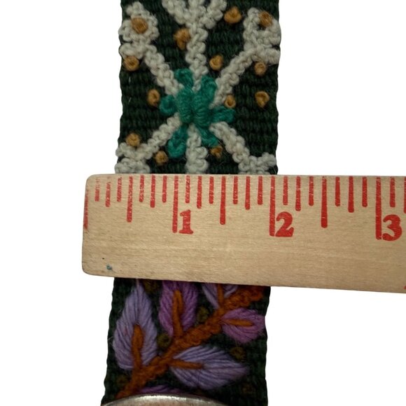 Jenny Krauss Anthropologie Women\'s Belt M Green Wool Snowflake Embroidered Peru main image 6